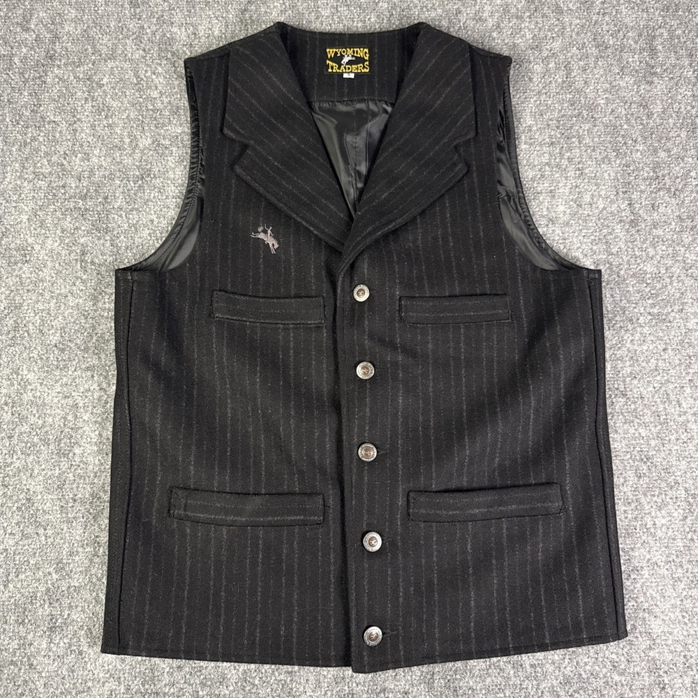 Wyoming Traders Mens S Banker Button Up Pinstriped Wool Ranch Wear Cowboy Vest